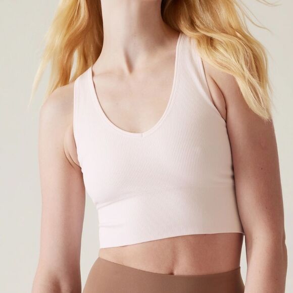 Athleta Aurora Seamless Crop Rib Tank Pale Pink M NWT IN PACKAGING - Picture 1 of 6